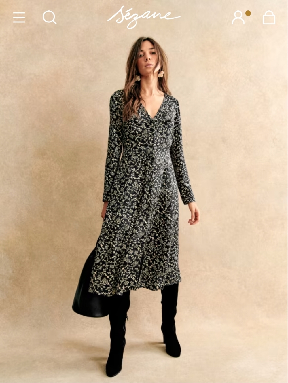 Sézane Victoriana Dress Midi Two Tone Black 42 XL 10 - Picture 2 of 16
